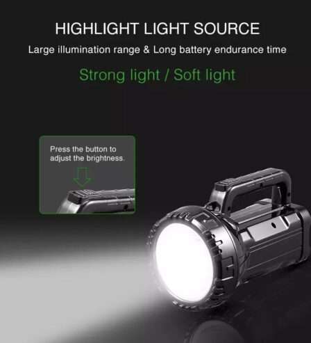 Rechargeable Bright LED Flashlight Torch 75W High Powered Searchlight Built-In Battery