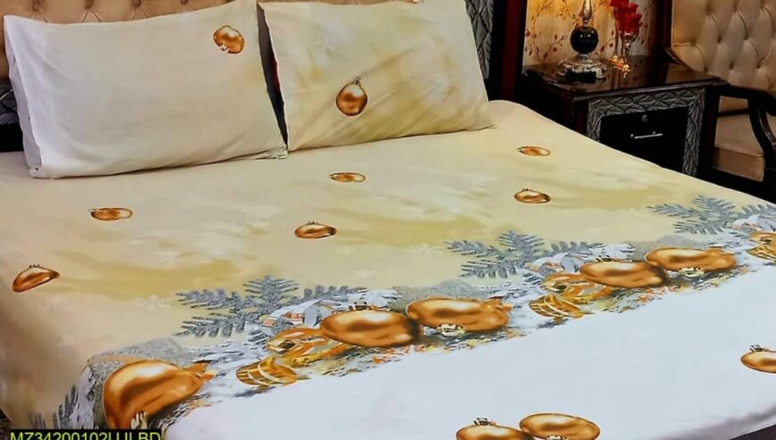 3 pcs printed cotton double bedsheet