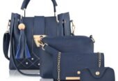Elegant 4-Piece Women’s Handbag Set – Blue | PU Leather